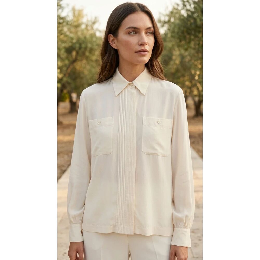 Liz Claiborne Collection Ivory cream 100% silk Blouse | Sz 4